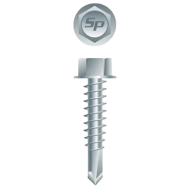 #10-16 x 3/4" Unslotted Hi-Hex Washer Head Screw w/Reverse Serrations, #3 Point, Zinc Plated (6000/Bulk Pkg)