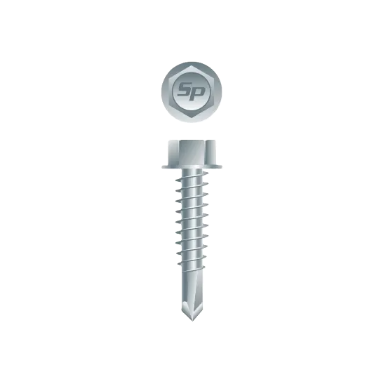 #10-16 x 3/4" Unslotted Hi-Hex Washer Head Screw w/Reverse Serrations, #3 Point, Zinc Plated (6000/Bulk Pkg)