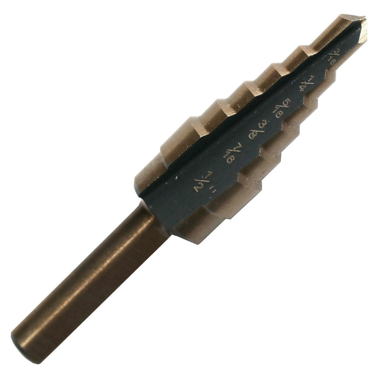 #2 HSS Step Drill Bit, Black and Gold (3/16" - 1/2" x 16ths) by Drill America, engineered for performance and durability in demanding applications.