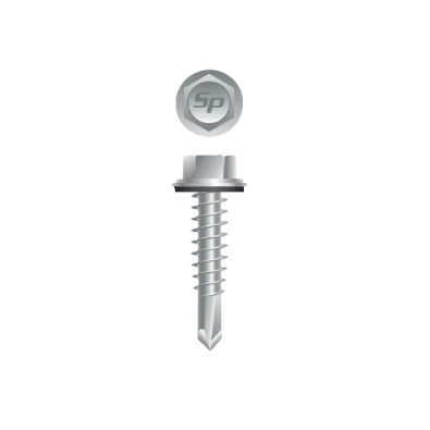 #10-16 x 1-1/2" Unslotted Indented Hex Washer Head Screw, #3 Point, Strong-Shield w/Bonded NEO-EPDM Washer (2000/Bulk Pkg)