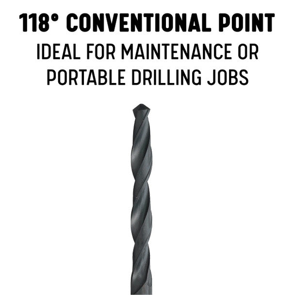 #32 HSS Black Oxide Jobber Length Drill Bit, Qualtech
