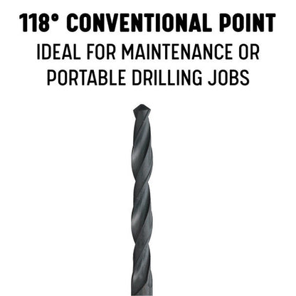 #32 HSS Black Oxide Jobber Length Drill Bit, Qualtech