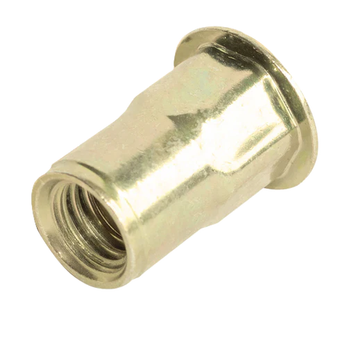 M8x-1.25 (0.70-3.80 mm Grip) Large Flange Hex Threaded Insert - Steel (250/box)