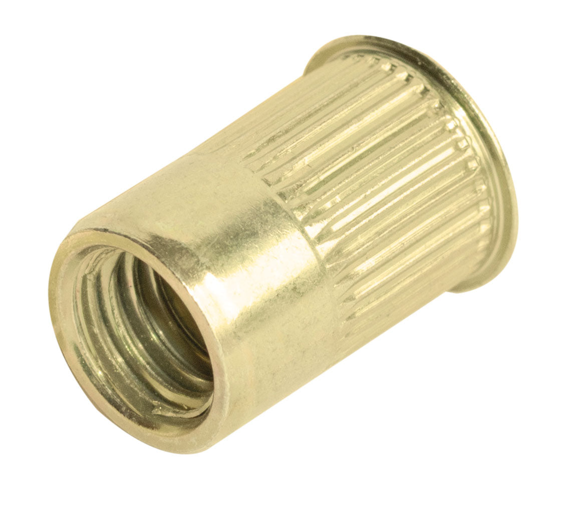 10-24 UNC (.020-.130" Grip) Small Flange Knurled Threaded Insert - Steel (250/box)