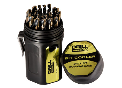 29 Piece HSS Black & Gold Jobber Drill Bit Set, 1/16 - 1/2 x 1/64, Round Shatter Proof Plastic Case