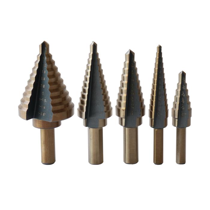 5-Piece HSS Step Drill Bit, Black and Gold (Sizes #1 - #5) by Drill America, engineered for performance and durability in demanding applications.