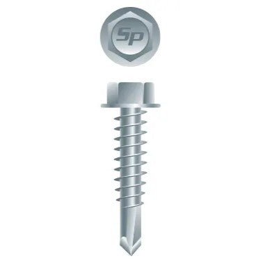 #10-16 x 1" Unslotted Indented Hex Washer Head Screw, #3 Point, Zinc Plated (5000/Bulk Pkg)